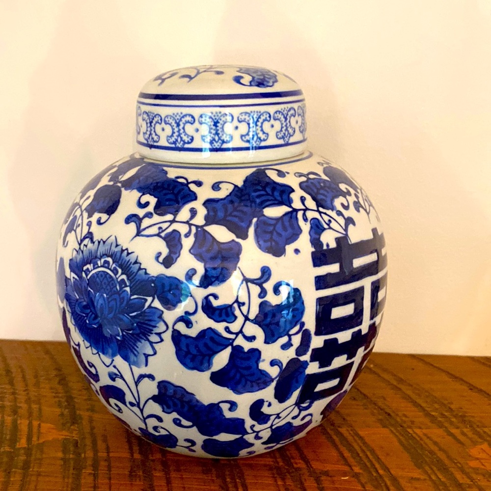 Grandmillenial blue and white ginger jar